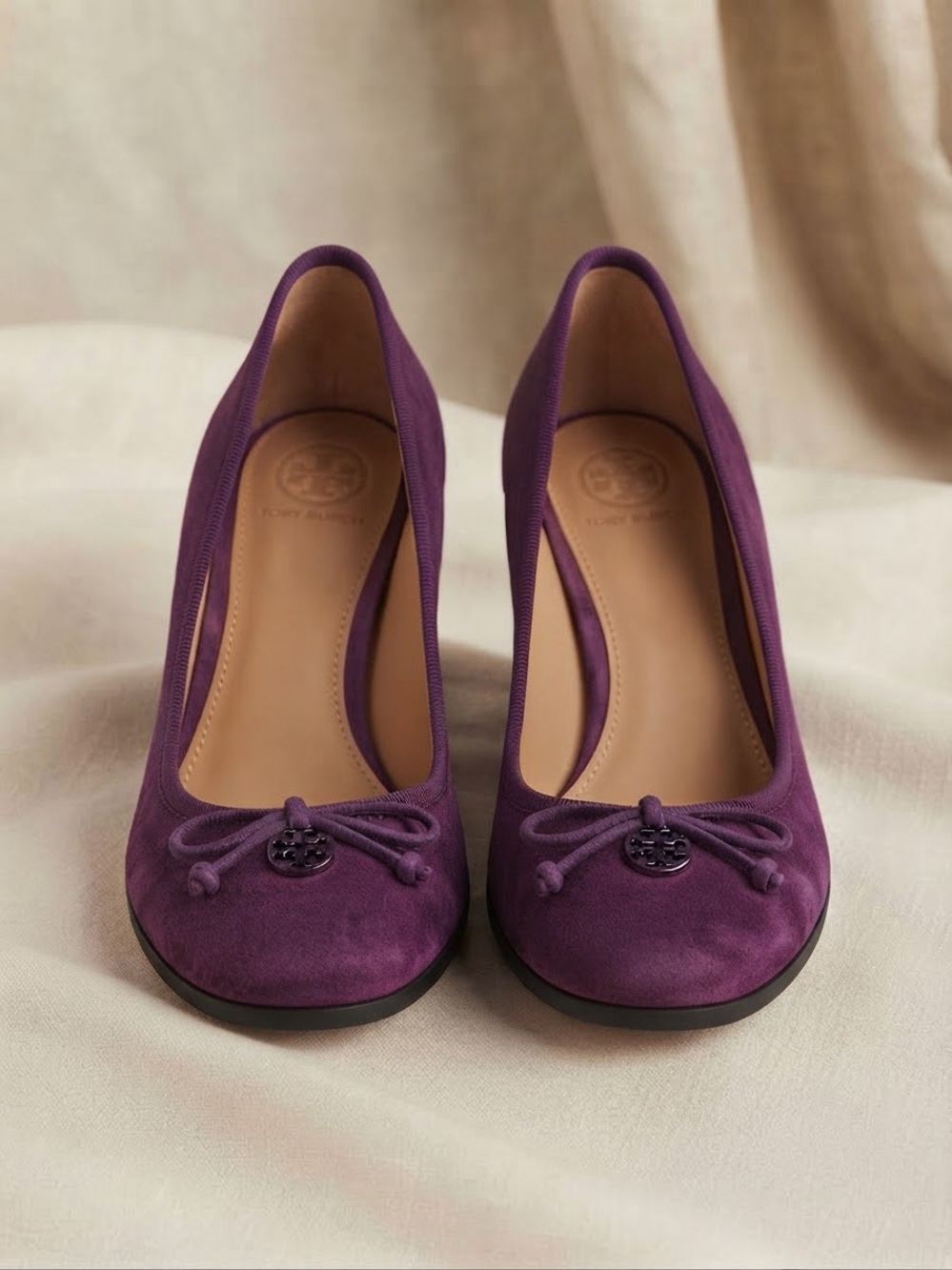 Tory Burch Purple Suede Wedge Pumps Size 8.5